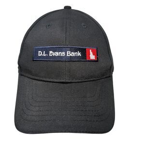 D.L. Evans Bank Strapback Hat Black OSFA Adjustable Embroidered 6 Panel